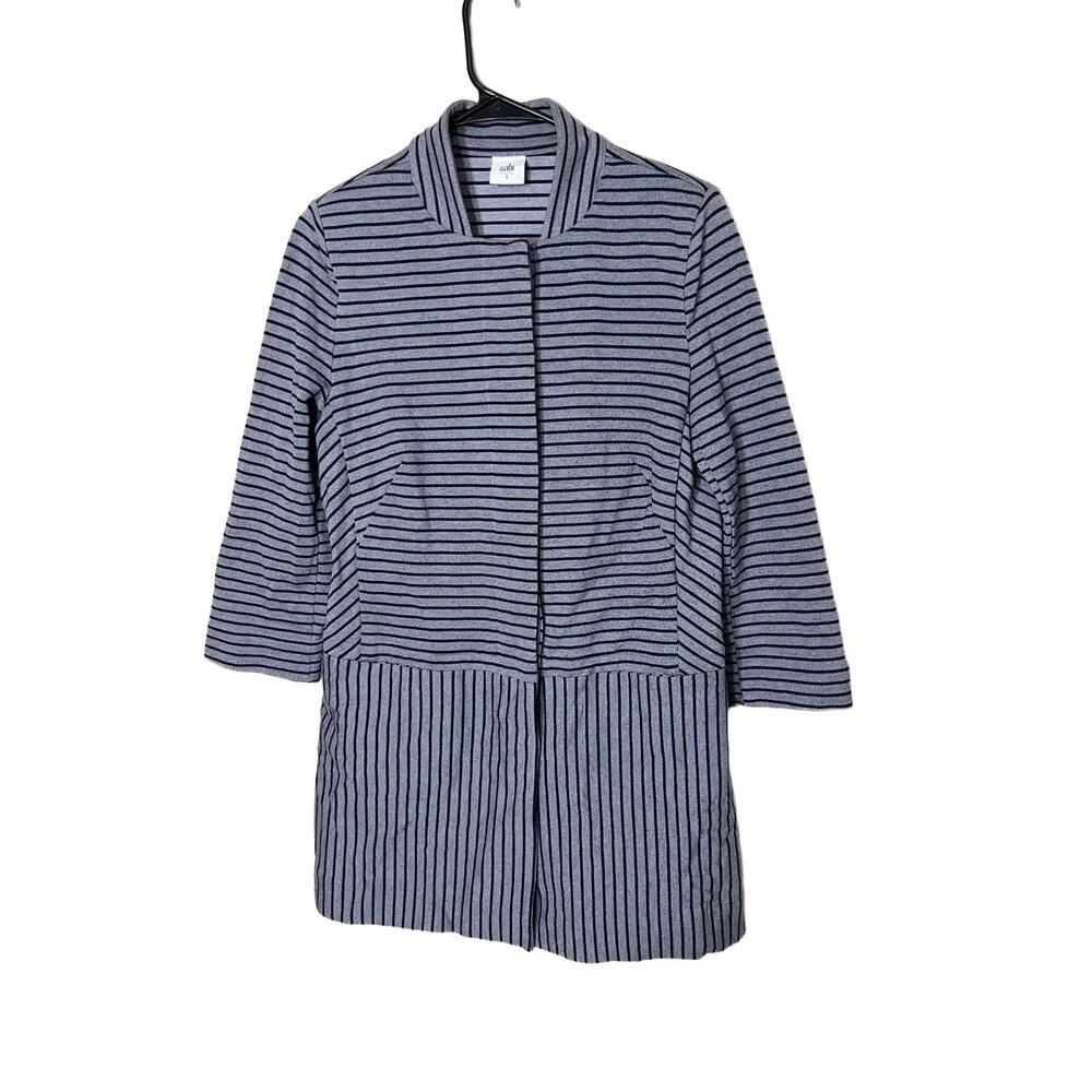 Cabi Jacket Womens Size Small Striped Pattern Collarless Modern Chic